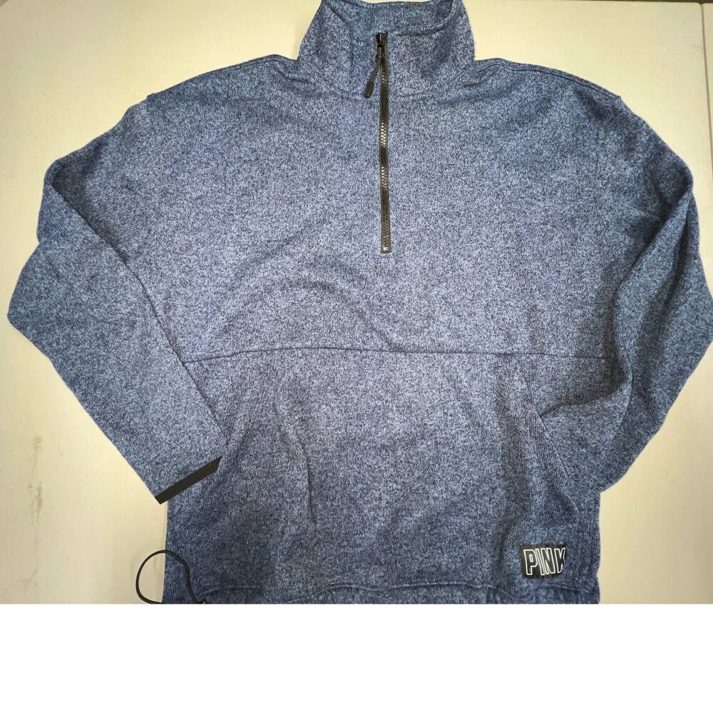 Pink Victoria's Secret Fleece Pullover Blue Heather M EUC